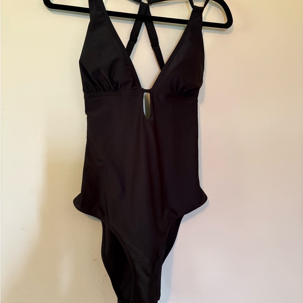 NWOT SLIMMING Black One-Piece Swimsuit